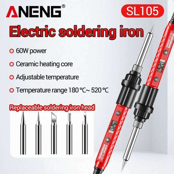 Repair Tool Electric Soldering Iron Kit 60W Rapid Heating Adjustable Temperature 220V/110V Plug ANENG SL105 Portable Welder