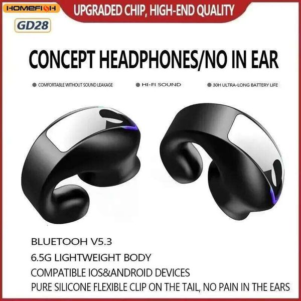 BT Clip On Inear Motion Stereo Bone Conduction Gd28 Business Wireless Earphone Mini Monaural Tws