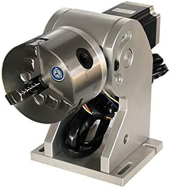 Rotary Axis Attachment for Fiber Laser Engravers, 80mm Rotating Shaf, 3-Jaw Rotary Chuck, Laser Marking Machine Rotary Tool for Jewelry, Rings, Bracelets, Metal Engraving
