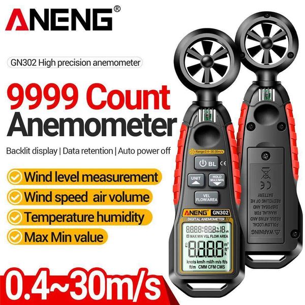 ANENG GN302 Wind Speed Meter Digital Anemometer 0.4~30m/s Handheld Air Speedometer 9999 Counts Temperature Humidity Measurement