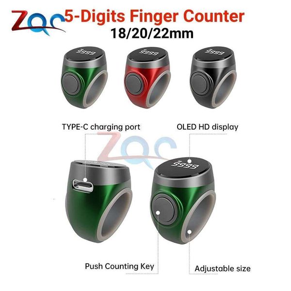 5-Digits Hand Press Electronic Digital Counting Ethnic Style Portable Points Rechargeable Ring Idea Tally Counter