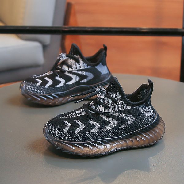 Toddler to Teen Unisex Knit Sneakers Kids Breathable Mesh Easy Wear Non-slip Running Walking Shoes for School Outdoor Free shipping