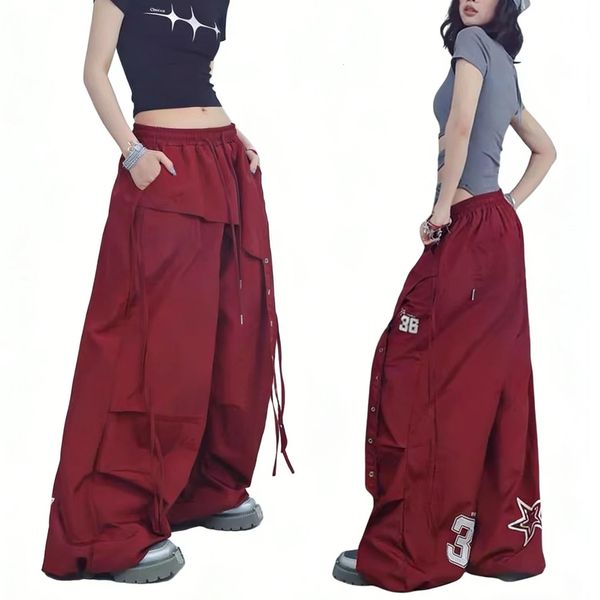Womens Dance Y2K Style Pants Cross Layer Straps n Casual Streetwear Wide Leg Cargo Pants For Hip Hop Dance Colorful 260403
