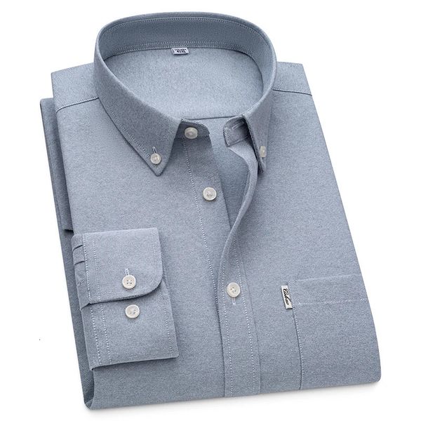 Chic Cotton Shirts For Man Solid Colour Pink Yellow Blue Green Oxford Long Sleeve Casual Smart Dress Shirt Asian Size Top Clothes
