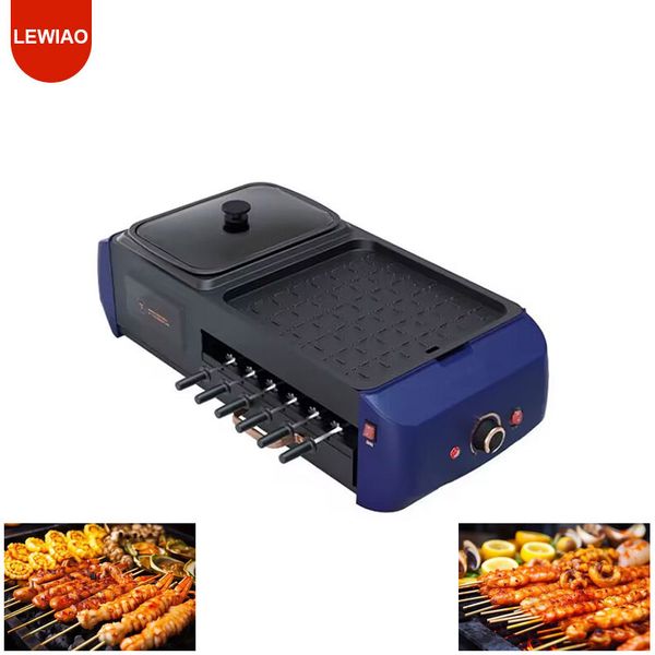 Household Electric Griddle Hot Pot Boiler Grill Pan Multifunction Grill Machine Three In One Barbecue Machine