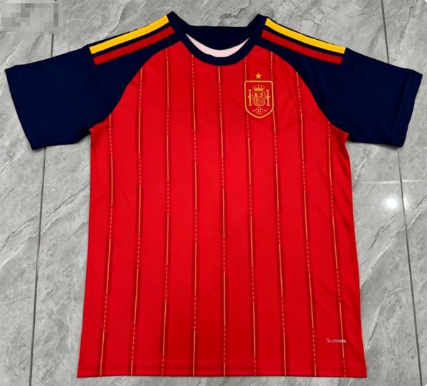 With logo 2026 World Cup Spain Home Soccer Jersey Men's Football Shirt Fan Version home clothing