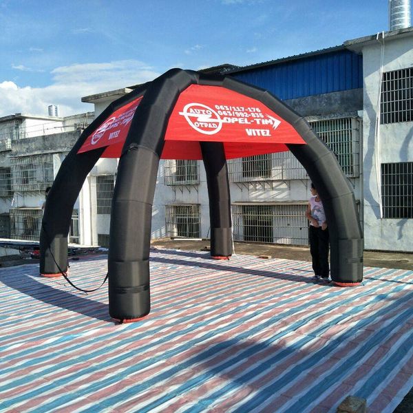 Custom 5m Diameter 3.5m High Inflatable Spider Dome Tent Outdoor Advertising Shelter Structure With 4 Black Legs