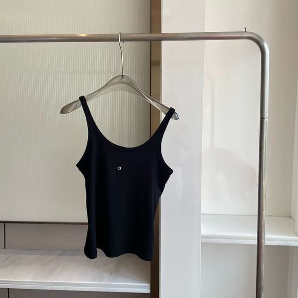 Designer Women's Cross Yoga Sports White Tops Vest Luxury Slim Fit Sleeveless Vests With Pad Black Summer Cotton Tees Outside Wearing Tank Top Clothing T Shirt