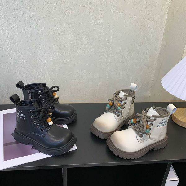 Girls' Leather Boots 2025 Autumn/Winter New British Style Martin Boots Korean Version Fashionable Versatile Non-Slip Short Boots for Little Girls