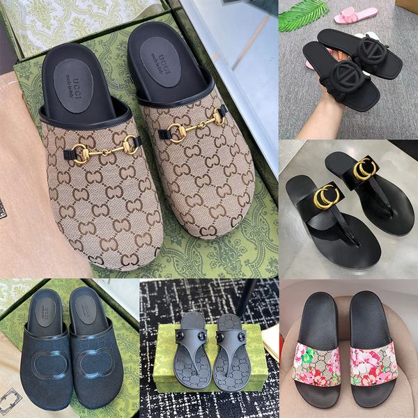 New Famous Designer Sandals Baotou Slippers Boken Half Slippers Cowhide Suede Horse Buckle Women's Barefoot Slippers High Quality Sliders Rubber sole Classic Shoes