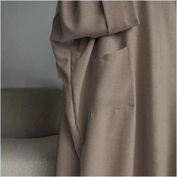 (1705) New Women Robe Long Skirt Solid Color Pocket Dress