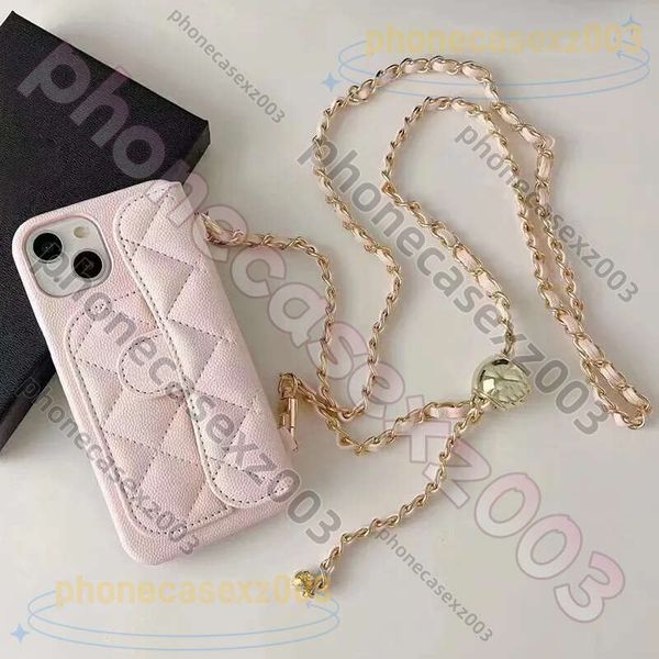 17 Pro Max Case Crossbody Designer Phone Case For I17 16 15 14 13 Luxury Diamond Leather Chains Card Holder Strap Velvet Lining Hard Shell Back Cover Coque Funda