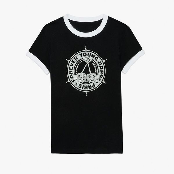 26ss Voltaires Top Designer Summer Soft Cotton T-shirt Zadiig New Letter Pattern Print Crew Neck Tees Women Casual Versatile Short Sleeved Loose Pullover T shirt tn