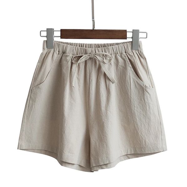Women's Cotton Linen Shorts High Waist