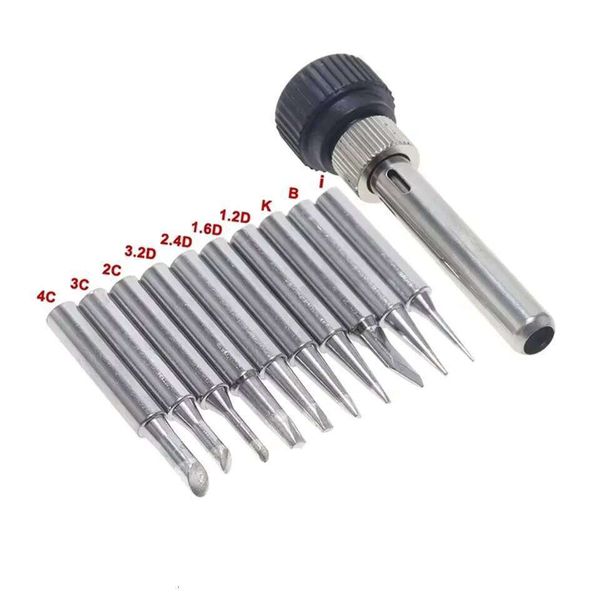 11Pcs Replaceable Kit with Sleeve 900M Lead-Free Tip Soldering Iron Head Welding Station Tool