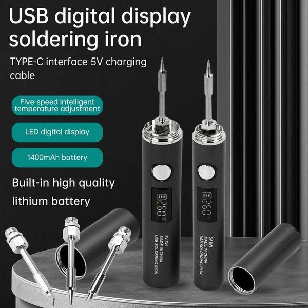 USB Type C Interface Plug-In Model 5 Temperature Adjustable Mini Soldering Iron Nickel-Chromium Wire Heating Core