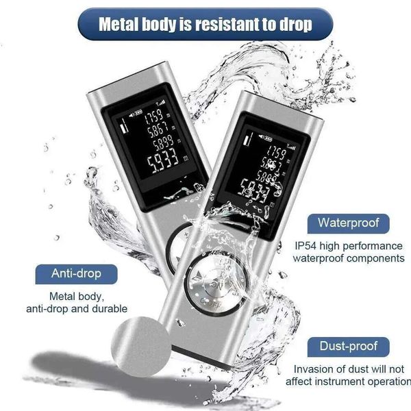Mini Digital Laser Distance Meter with Angle Measure, IP54 Dust-Proof Laser Rangefinder, Precision Distance Measurer