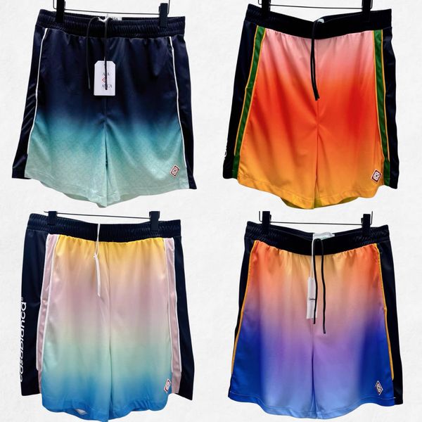 2026 Casabalnc Early Summer Designer Cotton Straight-Leg Shorts Men Gradient Color-Block Letter Print Short-Sleeve Soccer Casual Loose Pullover Polos T-Shirt Top Set