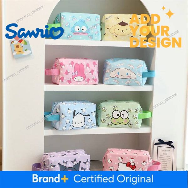 Sanrio Hangyodon Hello Kitty Kuromi Cosmetic Cute Cartoon Kawaii Pencil Case Portable Girly Heart High Capacity Storage Bag