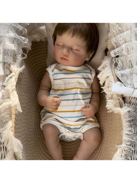 NPK 45CM born Loulou Reborn Baby Doll Lifelike Asleep Soft Body Collectible High Quality Handmade with 3D Skin And Visible 260407BJ