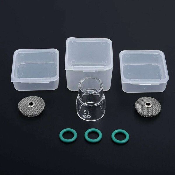 TIG Welding Torch Glass Cup Kit #12 For WP-9 WP-17 WP-18 WP-26 Includes Gas Lens Wire Mesh And Sealing Rings 6PCS
