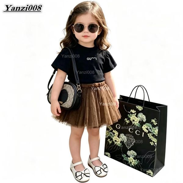 Summer New Brand Designer Kids Girls Skirt Set Baby Clothes Girls Designer Dress Cotton Short Sleeve+Skirt Baby Skirt Little Girl Clothes Set Kids Clothes Girls Set