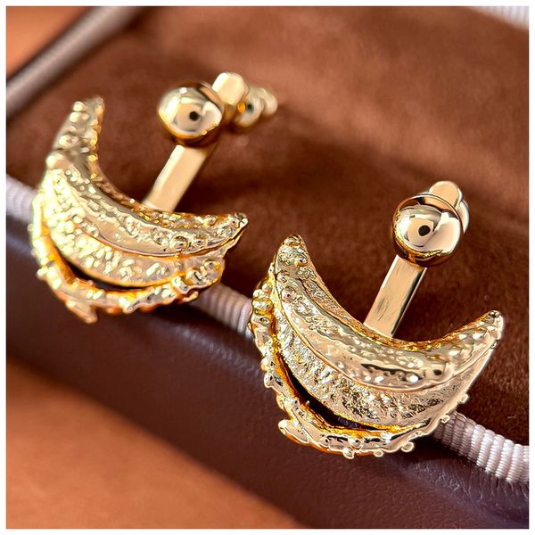 Designer Earrings Designer Earrings Women Molten Texture Irregular Crescent Earring Unique Stud Earrings Luxury Jewlery Designer for Women Elegant Sparkling