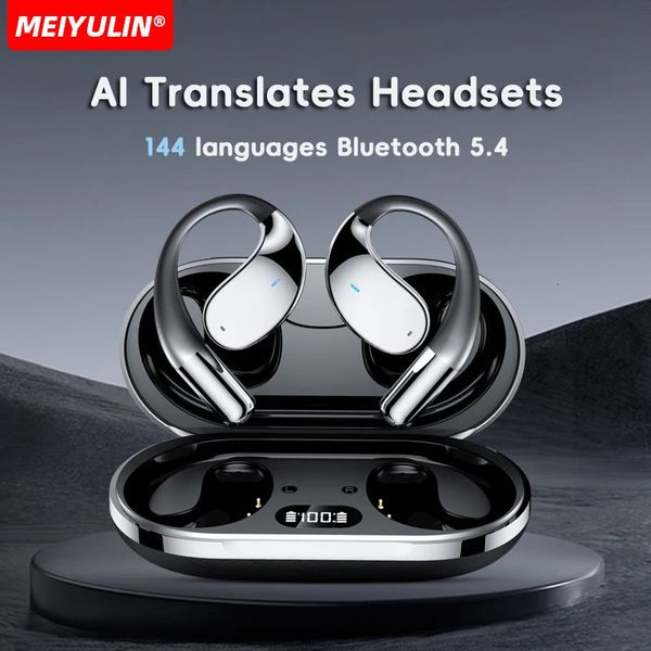 Wireless BT -Time Translation Headphones 140 Languages Instant Voice Translator Earbuds Ear Hook Noise Cancelling Headphone 260410
