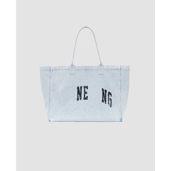 26ss AB Tote Denim Bags Women Light Blue Cotton Shopping Bag Casual Lady Fashion Shoulder Bags