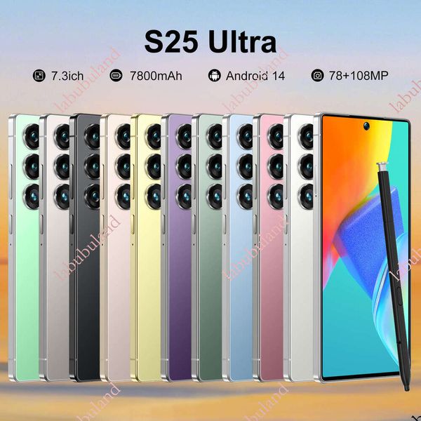 phone S25 ultra with built-in pen, foreign trade smart all-in-one device, true 4G mobile phone, real perforated design, 7.3inch large screen
