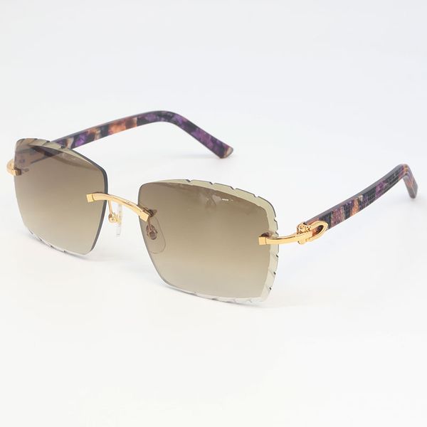 Wholesale Latest Sunglasses 3524012 Black Plank Rimless glasses Fashion High Quality Male and female engraving lens C Decoration Diamond cut Lens Sunglasses