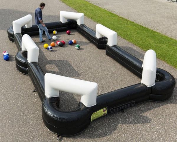 Inflatable Billiards Table Outdoor Fun Football Sports Game Inflatable Foot Kick Billiards Competition Props Equipped with 16 Colored Balls