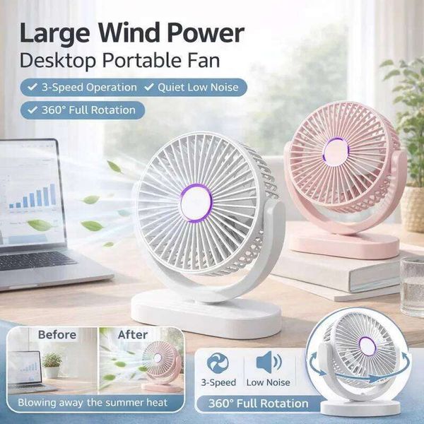 Dormitory home electric portable rechargeable desktop high wind fan