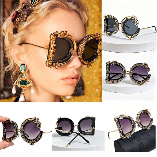 designer sunglasses DG niche Baroque style sunglasses modern retro trendy street photography model walking style sunglasses