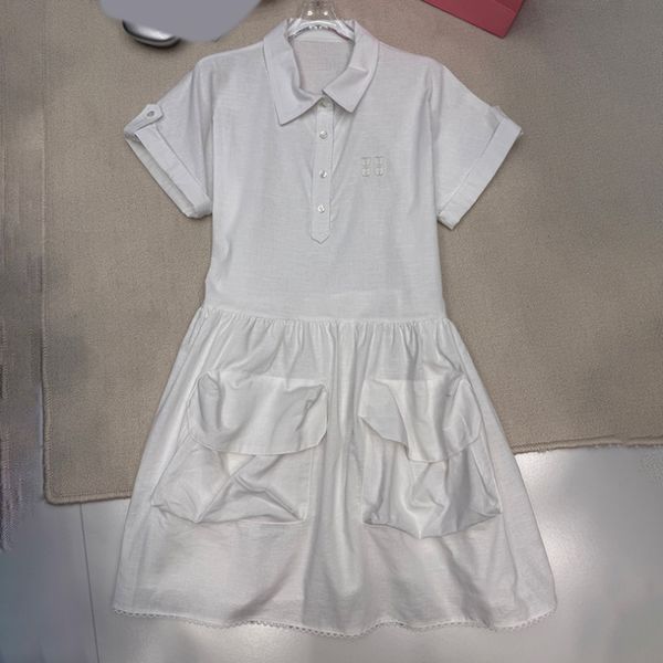 Women's Designer Formal Shirt Dresses Buttons Pockets Slim Elegant Charming Skirts Summer Casual Holiday Dress