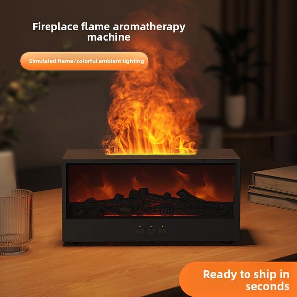 Cross-border new simulation 3D fireplace flame diffuser desktop home remote control simulation charcoal fireplace humidifier