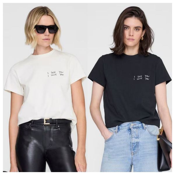 26ss AB new letter printed tees cotton women designer short sleeved t-shirts casual loose lady soft tshirts tops