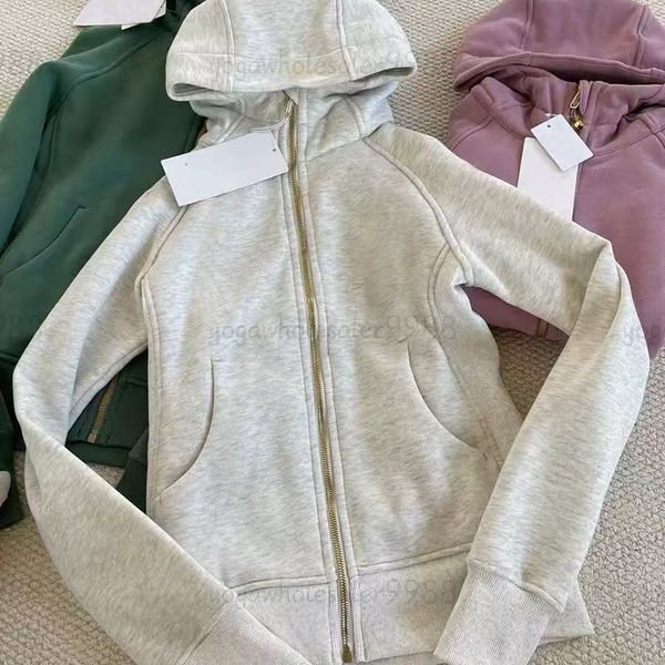 Womens Hoodie Yoga Designer Hooded Half Sweatshirt designer luxury Gym Sportswear Outdoor Sports Jogging Hoody Thick Long-Sleeved Full Zip Shaping Waist Jacket