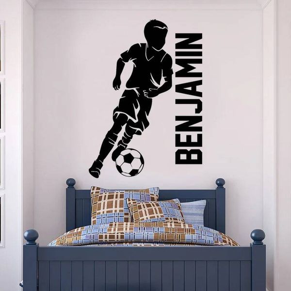 Personalized Football Player Name Wall Sticker Vinyl Art Home Decor Boys Room Bedroom Soccer Decals Removable Custom Mural G002 ddmydog