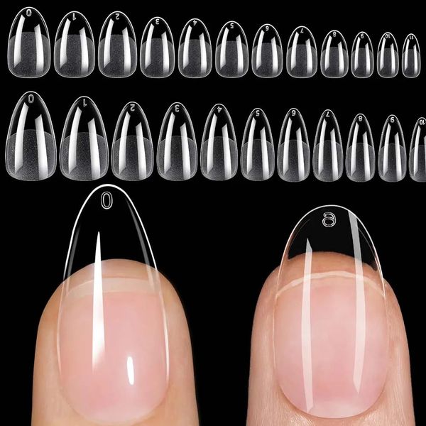 120Pcs Short Almond Oval Fake Nail Tips Extension System Sculpted Full Cover Gel French Ballerinas Capsules Press On 260416
