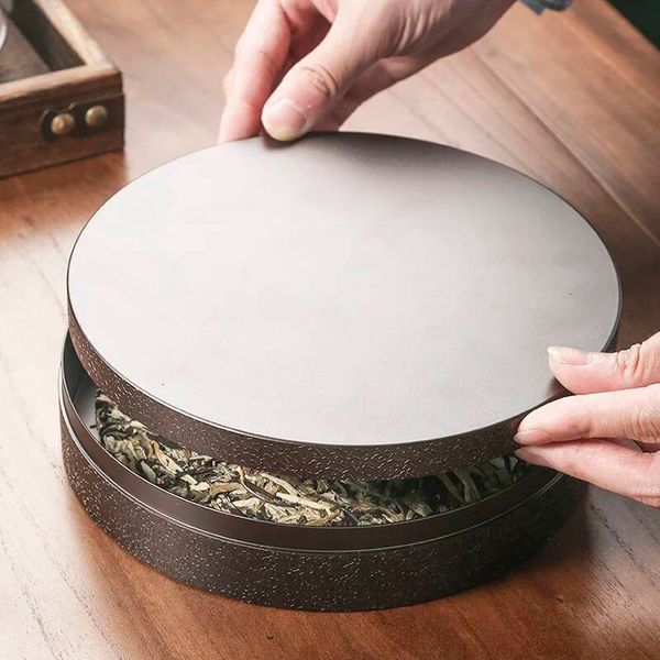 Bestseller Creative Round Cake Shape Metal Canister Aluminum Alloy Sealed Moisture-Proof Jar Tea Set Home Nut Food Storage Container Ddmytues