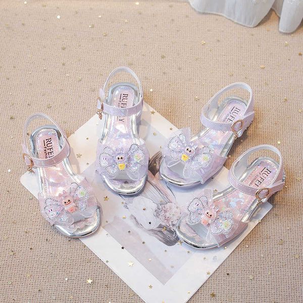 Girls Sandals Summer New Cartoon Girl Princess Shoes Soft Sole Childrens Shoes Korean Style Bowknot Girls Shoes S260415