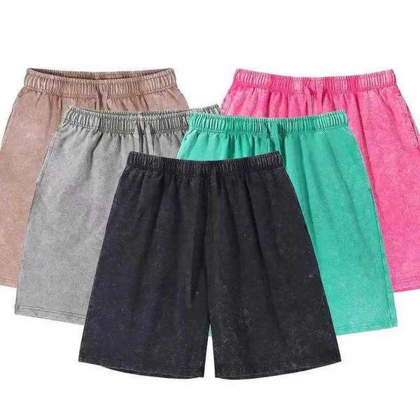 2024 New Distressed Summer Shorts Men 320G Heavy Cotton Drawstring Harajuku Loose Sweatshorts Male Casual Short Pant Streetwear