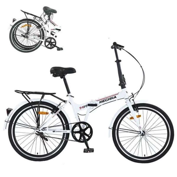 workout set Bike Suspension 24 Inch Folding Bike Adults With Fenders Steel Frame Single Speed City Commuter Dual V Brake Portable Compact Bicycle For Men Wome