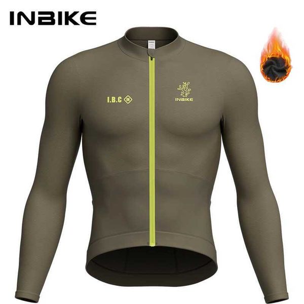 INBIKE Mens Winter Bike Jersey Thermal Fleece Long Sleeve Cycling Top with kets for Cold Weather Bicycle Riding Clothing Man S260416