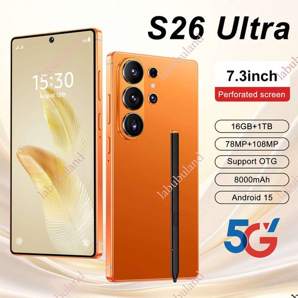 phone s26 ultra with built-in stylus, Android smart all-in-one device, true 4G mobile phone, real perforated design, 7.3inch large screen