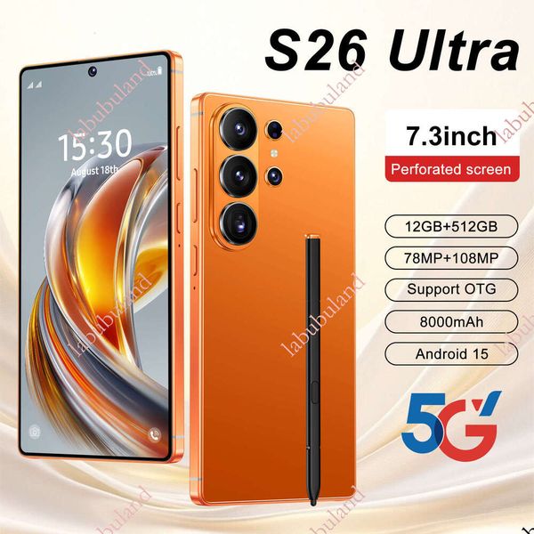 New s26 ultra mobile phone in stock, global version 5g large screen android smartphone 12+512g wholesale