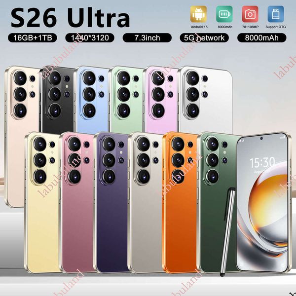 S26 Ultra new popular smartphone, true 4G network, 7.3-inch with center punch-hole, 16+16GB, Android 15