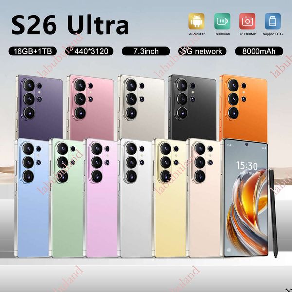 S26 Ultra New Phone Mid-Punch Hole Super Large Screen 7.3inch Octa-Core True 4G Android 12 3+64