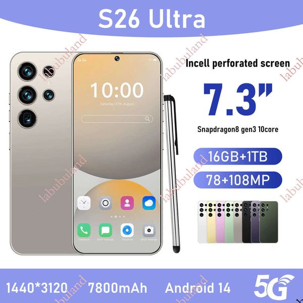 S26Ultra Android 7.3inch smartphone 16+1T high-definition screen true 4G global connectivity in stock at low price